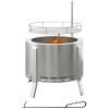 Outsunny 2-in-1 Smokeless Fire Pit, BBQ Grill, 19" Portable Wood Burning Firepit with Cooking Grate and Poker