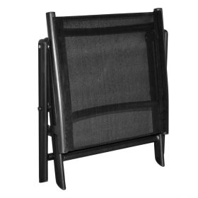 vidaXL Folding Footstool Black Aluminium and Textilene