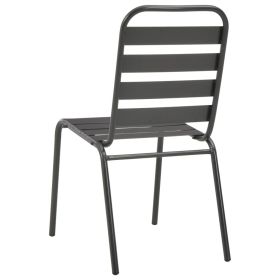 vidaXL Stackable Patio Chairs 2 pcs Steel Gray