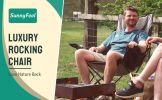 SUNNYFEEL Rocking Camping Chair, Luxury Padded Recliner, Oversized Folding Lawn Chair with Pocket, Heavy Duty for Outdoor/Picnic/Lounge/Patio