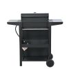 Propane Gas Grill 4 Burner Barbecue Grill, Stainless Steel 34,000 BTU Patio Garden Barbecue Grill with Two Shelves, Lid, Wheels and Bottle Opener