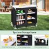 Portable Camping Kitchen Table with Storage Shelves