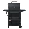 Propane Gas Grill 4 Burner Barbecue Grill, Stainless Steel 34,000 BTU Patio Garden Barbecue Grill with Two Shelves, Lid, Wheels and Bottle Opener