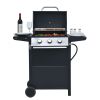 Propane Gas Grill 4 Burner Barbecue Grill, Stainless Steel 34,000 BTU Patio Garden Barbecue Grill with Two Shelves, Lid, Wheels and Bottle Opener