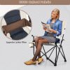 Folding Camping Chair with Cup Holder Armrest and Lumbar Pillow