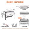 VEVOR Roll Top Chafing Dish Buffet Complete Set, 8 Qt Stainless Steel Chafer with Full Size Pan